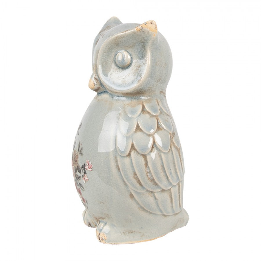 Decoratie uil, vogel, decoratie, owl, oehoe, C&E, Clayre & Eef, uil, bloemen, beeldje