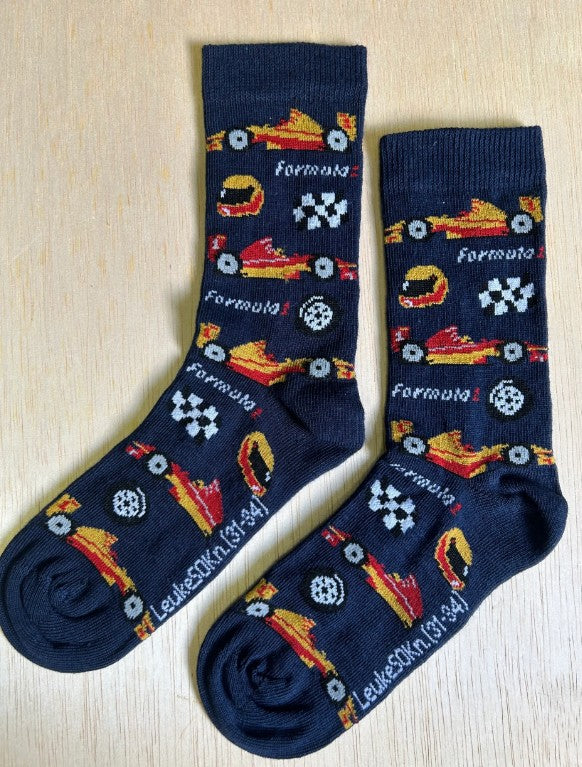 Kindersok, kindersokken, Sokken met formule 1 , Max Verstappen, Max, circuit, racen, racewagen, Formule 1, helm, auto, Assen, circuitvanAssen, racemonster, Verstappen