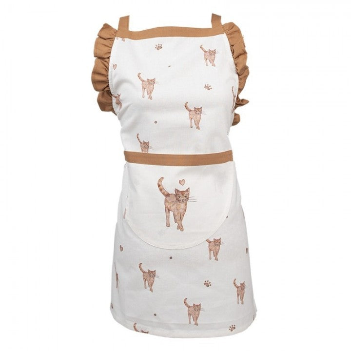 Keukenschort voor kleine kattenliefhebbers Merk: Clayre & Eef Materiaal: 100% katoen Kleur: beige bruin Kleur foto kan afwijken van origineel Houdt de kleding schoon tijdens het koken of knutselen Kleiner formaat, speciaal voor kinderen vanaf 3 jaar Geschikt voor de wasmachine