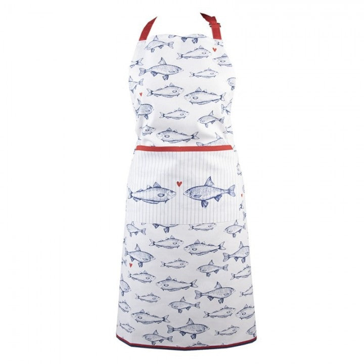 Keukenschort Merk: Clayre & Eef Materiaal: 100% katoen Kleur: wit blauw rood Kleur foto kan afwijken van origineel Houdt je kleding schoon tijdens het koken Een standaard maat, verstelbaar Geschikt voor de wasmachine