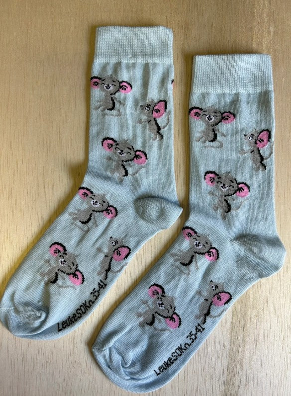 Sokken muizen, sok, sokken, pastelblauw, muis, muizen, leuke sokken, grappige sokken, Jerry, mouse