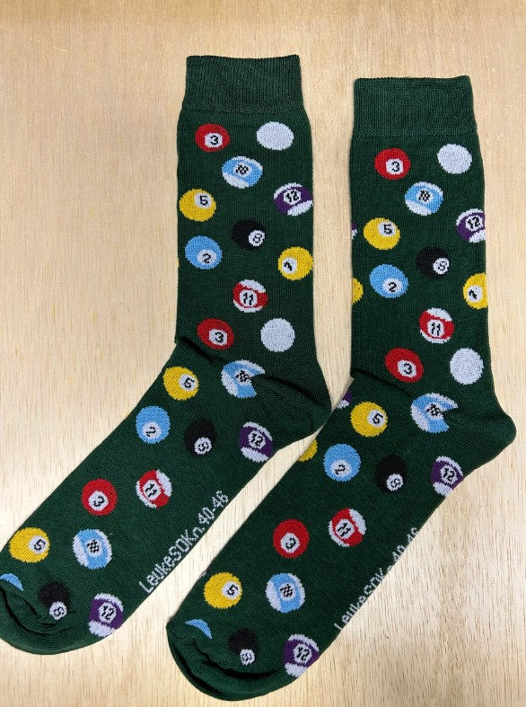Sokken Pool biljart, sok, sokken, sock, socks, leuke sokken, leukesokken, sokn, biljart, biljarten, poolbiljarten, poolbiljart, pool biljart, keu, ballen, biljartbal, biljartballen, kroeg, café