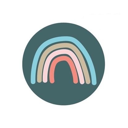 Ronde stickers met een regenboog/rainbow.