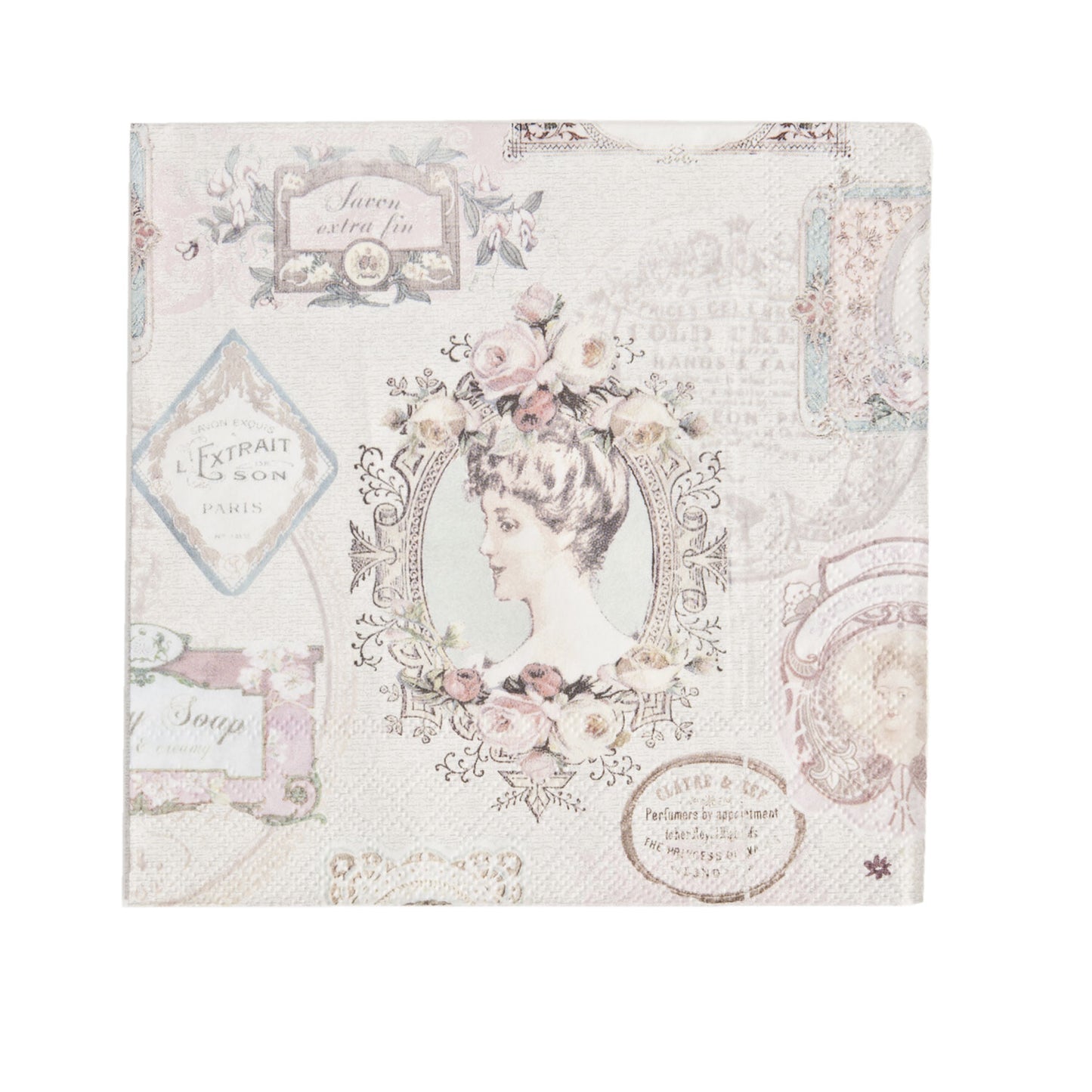 Servet portret, servet, Clayre & Eef, portret, vrouw, dame, spiegel, rozen C&E, DIY, scrapbook, DIY, decoupage