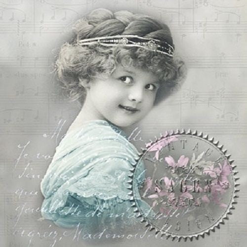 Servet, servetten, nostalgie, napkin, napkins, decoupage, oud, nostalgisch, Turquoise Girl, meisje, girl, turquoise