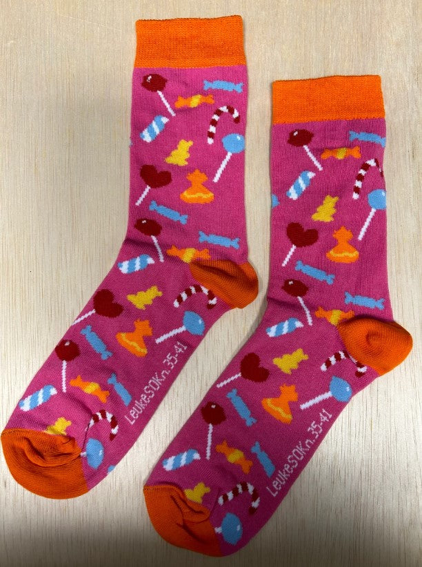 Sokken Snoepfeest, Snoepen, lolly, candy, snoepje, zuurstok, leuke sokken, sok, stocking, snoepfeest, feest, snoep