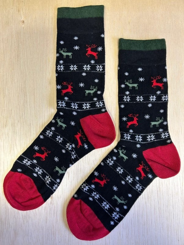 Sokken met rendieren, rendier, Rudolph, ree, reeën, hert, herten, winter, sneeuw, kerst, Christmas, Feestdagen, leukesok, sok, sokmetprint, eland, gewei