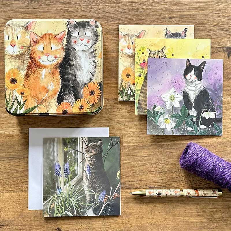 Blikje met 16 kaarten Cats