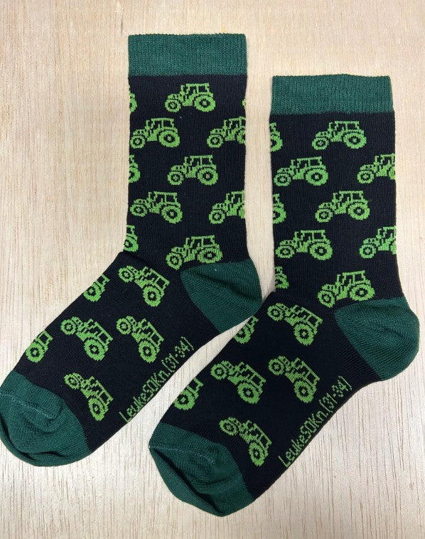 Kindersokken trekker, kindersok, kindersokken, Sokken, sok, trekker, tractor, boerderij, vee, John Deere, Fendt, landbouwwerktuig, landbouw, werktuig