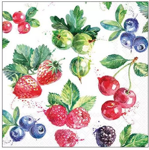 Servet Sweet fruits, Ambiente, fruit, bramen, rode bes, rode bessen, aardbei, vruchten, kersen