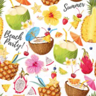 Servet Beach Party, Ambiente, Servet, napkin, cadeau, servetten, napkins, tafeldekken, tafel dekken, DIY, modpodge, tafeldecoratie, diner, lunch, eten, dinner, scrapbook, scrapbooking, beach party, beach, strandfeest, strand, feest, cocktails, drankjes, cocosnoot, cocos, rietje, ananas, pineappel, pine, parasol, alcohol