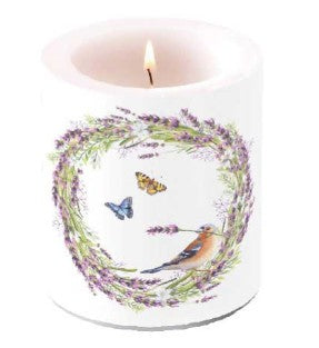 Chaffinch, Ambiente, vink, vogel, lavendel, krans, vlinder, lavender, bird, branden, kaars, candle, burn, summer, zomer, snavel, cadeau, natuur