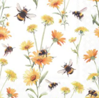 Servet, servetten, dineren, lunch, Ambiente, napkin, napkins, servetten, DIY, modpodge, tafelen, tafel dekken, natuur, decoupage, bloem, , boeket, bloemen, flower, flowers, tuinplanten, bijen, bij, wesp, bees, busy bees, gele bloem