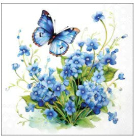 Servet Forget me not, vergeetmijnietjes, vergeet mij niet, vlinder, vlinders, blauwe bloemen, Servet, napkin, bloem, bloemen, tuin, garden, boeket, veldbloem, tuinbloem, plant, decoupage, scrapbooking, DIY, zomer, servetten, napkins, tafeldekken, tafelen, Ambiente, koken