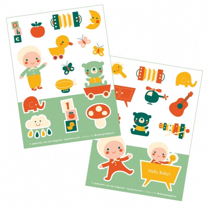 2 A6 vellen baby stickers