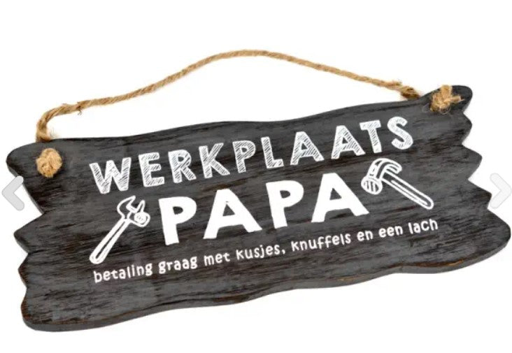 Tekstbord Werkplaats papa