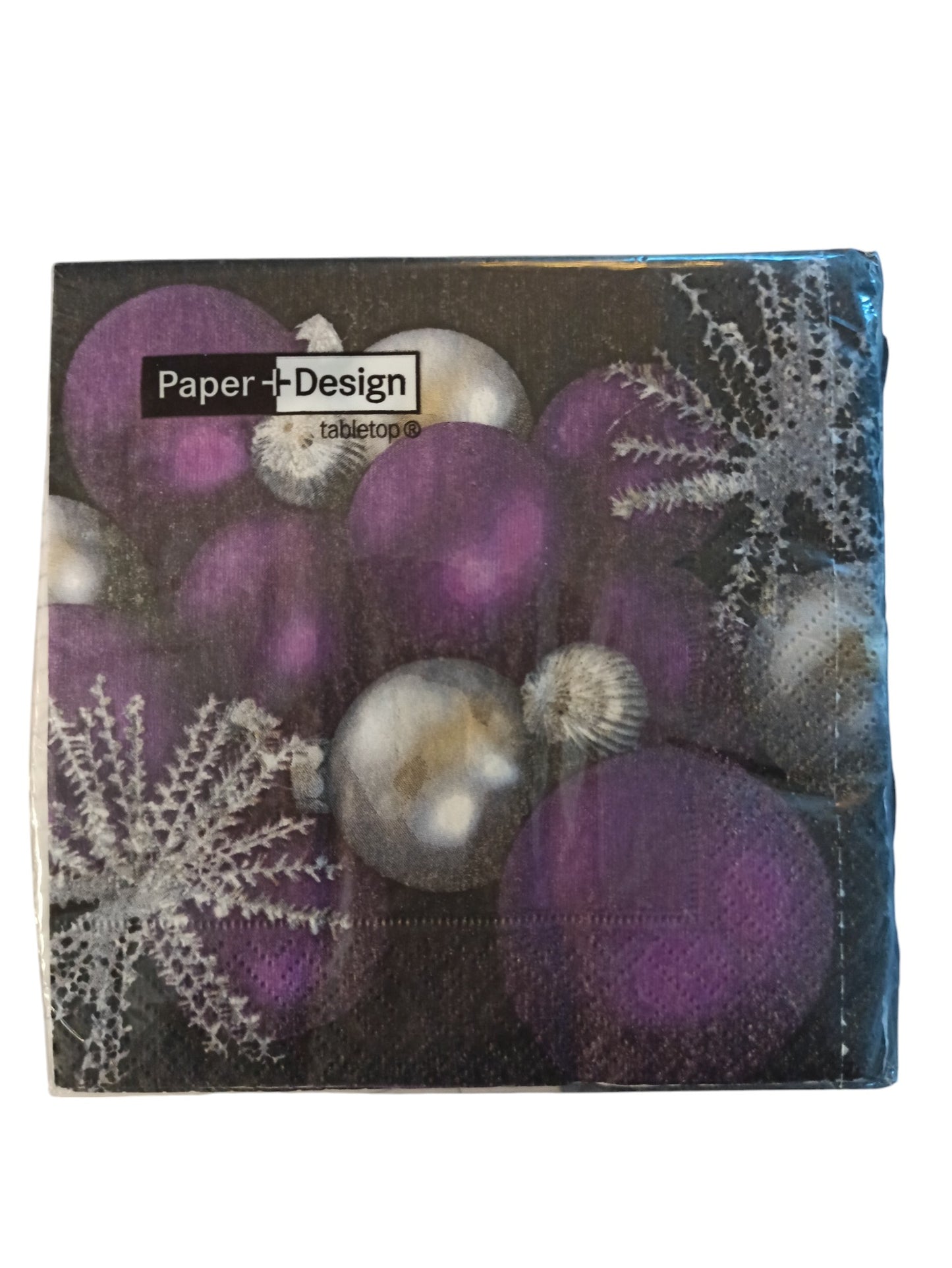 Lilac & Silver, Cocktail servet, Paper+Design, Merry Christmas, kerstdagen, winter, kerst, Kerstmis, sneeuw, feestdagen, cadeau, kado, koud, coctail, kerstboom, kerstversiering, tafel dekken, tafelen, brief, kerstbal, kerstballen, kerstdecoratie, decoratie, kerstster