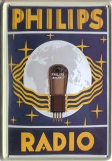 Garage, muurdecoratie, nostalgisch, nostalgie, reclame, reclamebord, blikken bord, metalen bord, Philips radio, Philips, radio