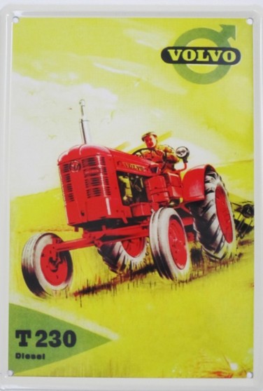 Garage, muurdecoratie, nostalgisch, nostalgie, reclame, reclamebord, blikken bord, metalen bord, Volvo tractor, Volvo, tractor, trekker, boerderij