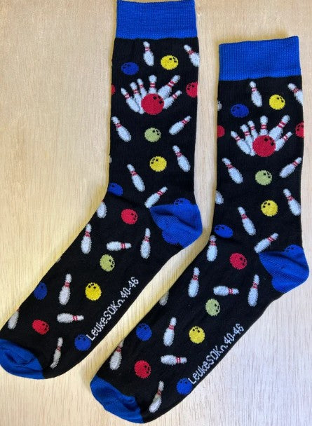 Sokken, Sok, sock, socks, stocking, leuke sokn, leuke sokken, grappige sokken, bowlen, bowling, bal, kegels, bowling kegels