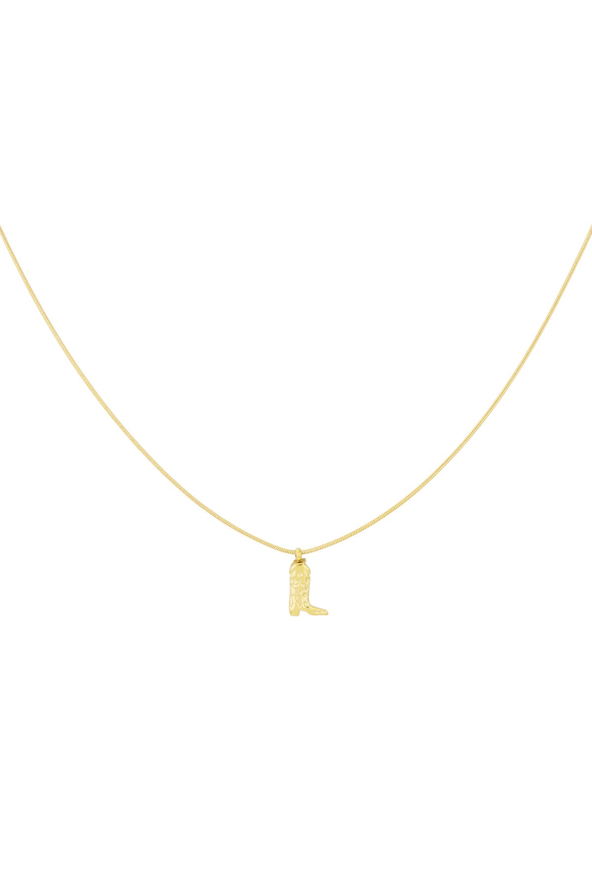 Halsketting, ketting, necklace, goudkleurig, laars, boot, cowboy, cowgirl, roesvrij staal, cowboy laars, country, linedance, linedancing, Yehwang, country boots, western, country & western