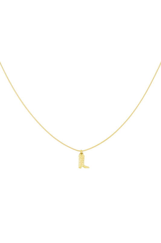 Halsketting, ketting, necklace, goudkleurig, laars, boot, cowboy, cowgirl, roesvrij staal, cowboy laars, country, linedance, linedancing, Yehwang, country boots, western, country & western