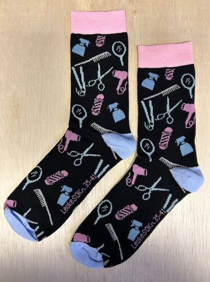 Sok, sock, sokken, socks, stocking, kapper, dames kapper, kapsalon, haar, kam, haarföhn, kammen, borstelen, haarborstel, hair, haargel, haarlak, hairdresser