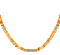 Hoe leuk is deze ketting met verschillende soorten kralen in de kleuren oranje en goud  De ketting is gemaakt van roestvrij staal, polymeerklei, hematiet en schelp en heeft een afmeting van 39 tot 44 cm  Kleur foto kan iets afwijken van origineel\