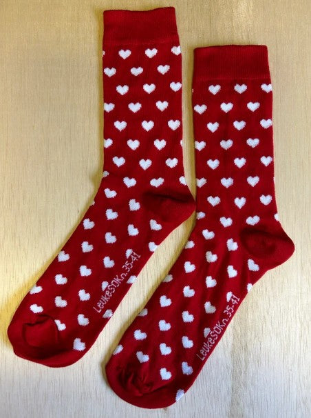 Sokken Hartjes, Sok, sock, sokken, socks, stocking, hart, hartje, harten, hartjes, rode hartjes, Valentijn, liefde, love, heart, hearts, cadeau, liefdevol, kado, presentje, hartendief