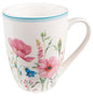 Beker van porselein met bloemendecor wit roze, Clayre & Eef, mok, mokken, beker, bekers, koffie, thee, servies
