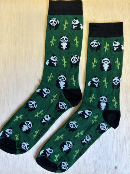 sokken met pandabeertjes, panda, pandabeer, pandaberen, beer,  beren, dierentuin, Safari, zwartwit, knuffelbeer, panda, sok, sock, socks, leuke sokken, oerwoud, jungle, jungledier, wilde dieren, Afrika, Africa, bamboe