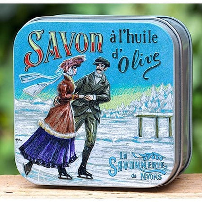 Nostalgisch blikje, Marseille zeep, Savonnerie de Nyons, Nyons, schaatsen, nostalgie, blikje, blik, zeep, soap, skating, ijs, bad, douche, badderen, geurtje, geur