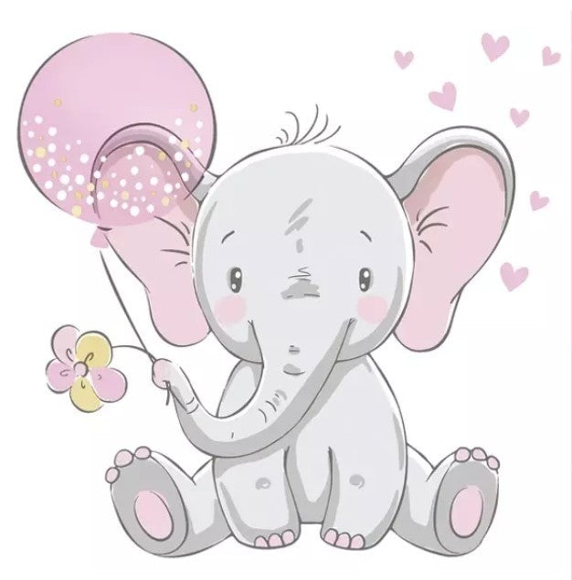 Servet Baby Elephant With Pink Balloon