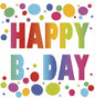 Servet Happy BDay Dots  Kleur van origineel kan iets afwijken van foto  Merk: Daisy Pol-Mak Collection Aantal servetten per pak: 20