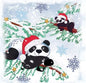 Servet Pandas In Snow, panda, pandabeer, beer, sneeuw, winter, decoupage, kerst, koud, rodemuts, kerstmuts, kerstgroet