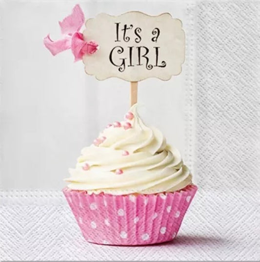 Servet Pink Cupcake/It's a girl