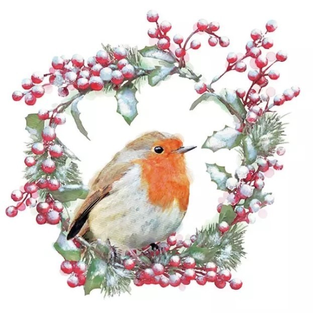 Servet Robin In Wreath