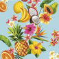 Servet, napkin, servetten, tropisch fruit, fruit, tropical, vruchten, pineapple, orange, ananas, sinasappel, bloem, cocosnoot, coconut, decoupage
