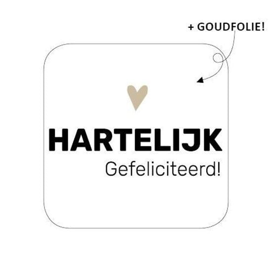 Stickers Hartelijk gefeliciteerd wit vierkant