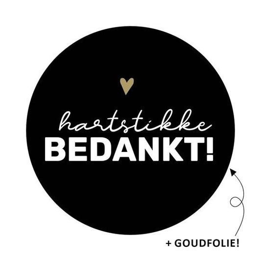 Stickers hartstikke bedankt zwart