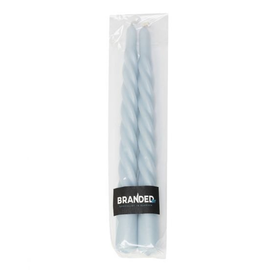 Swirl dinerkaarsen light blue