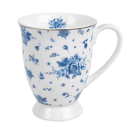 Beker/mok met blauwe bloemetjes, beker, mok, mug, bloemen, bloem, bloemetjes, Delftsblauw, Delfts blauw, koffie, thee, Clayre & Eef