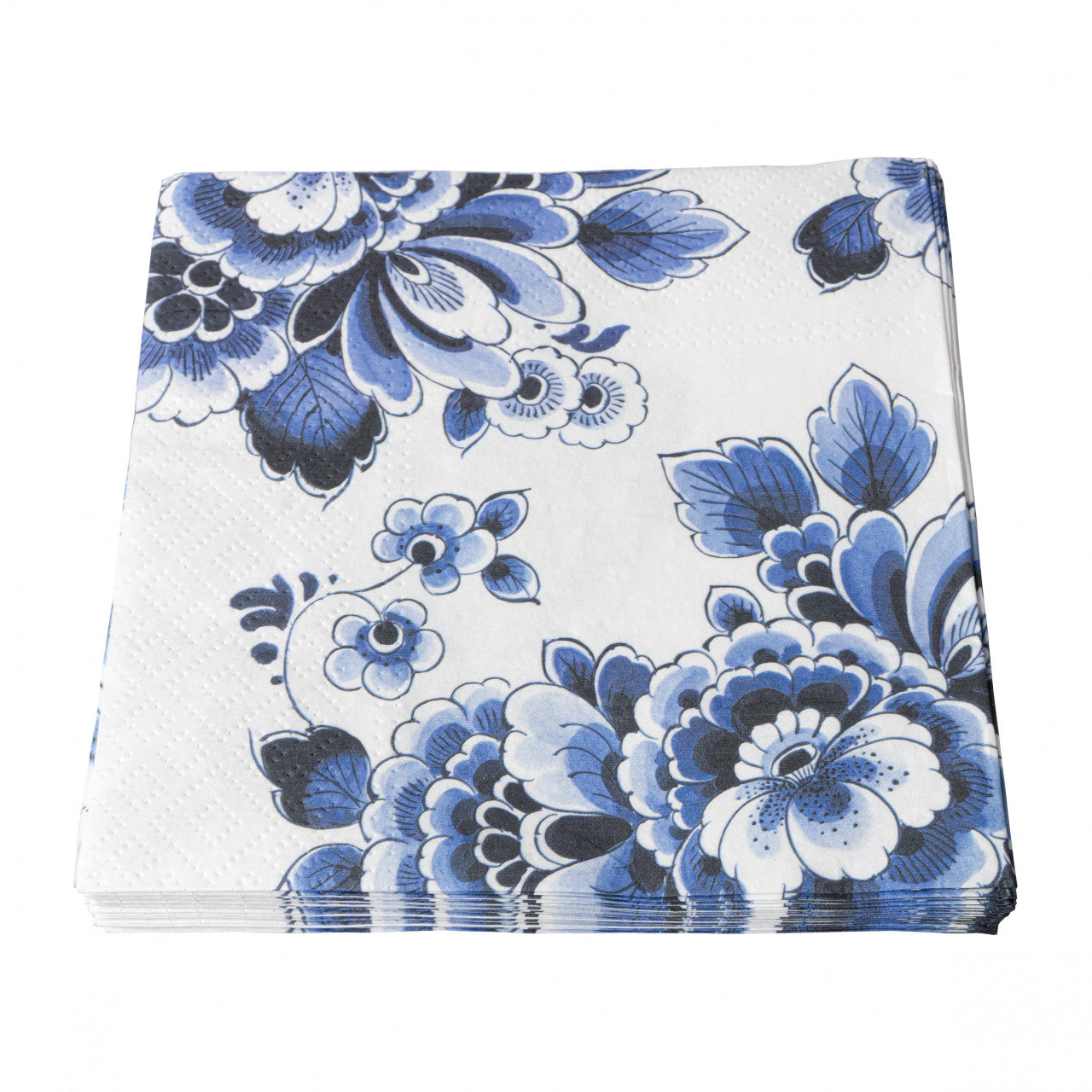 Servet Delfts blauw bloemen. Heinen